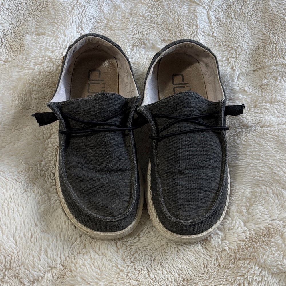 Hey Dude Women's Charcoal Canvas Slip-On Loafers